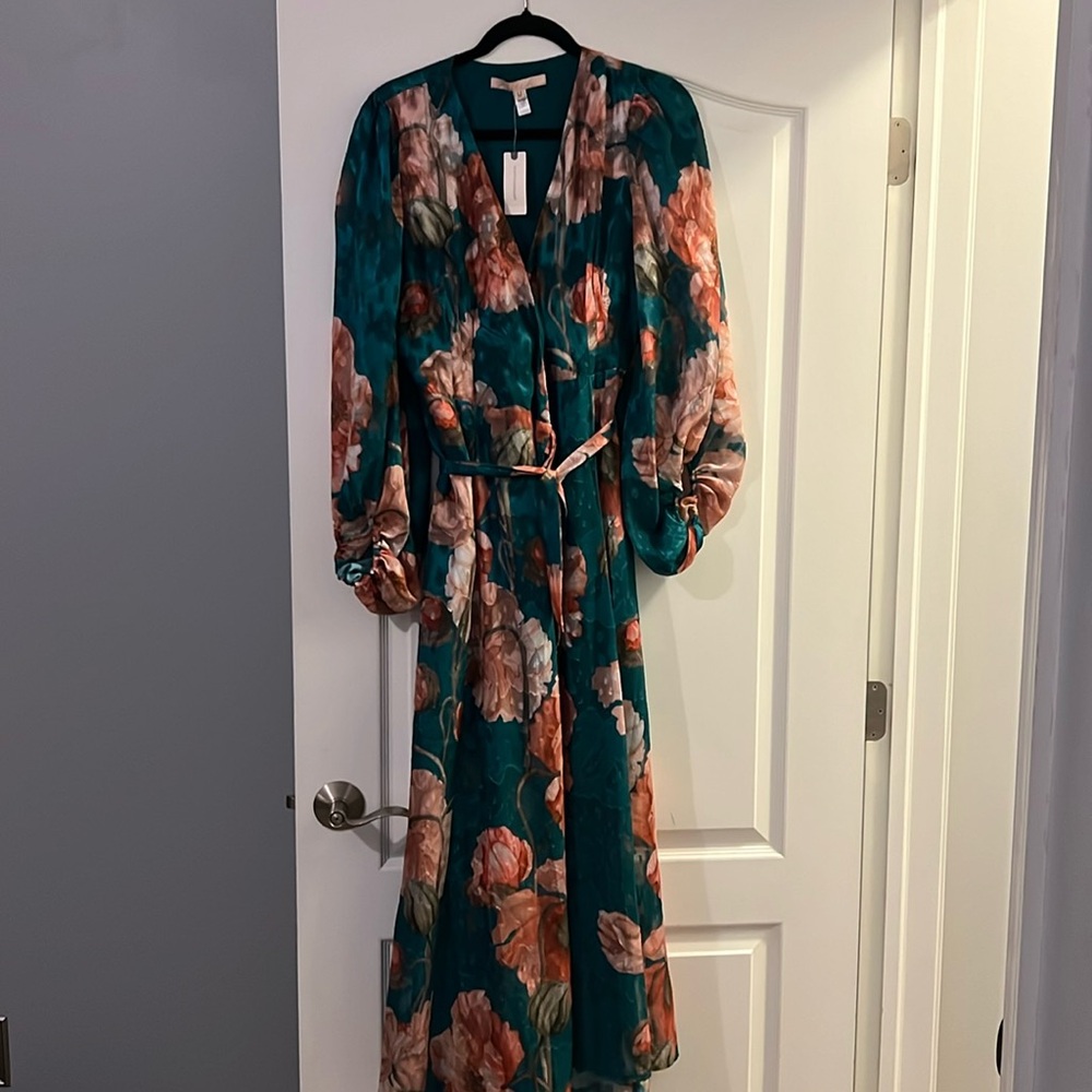 Hutch Teal and Peach Floral Long Sleeve Dress
